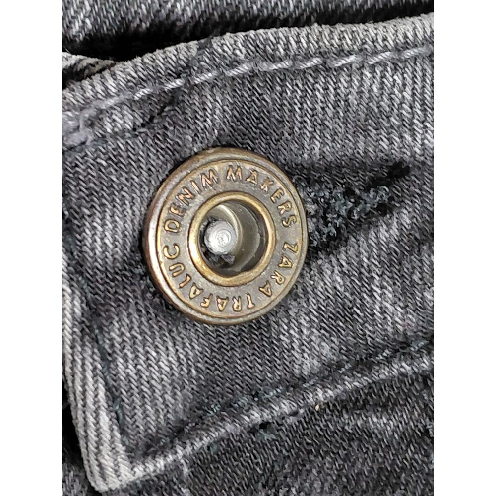 ZARA Trafaluc Embroidered Jeans Black Denim Size 4 - Picture 5 of 10